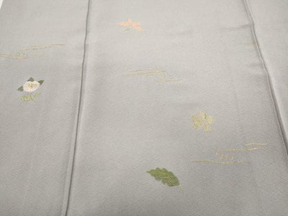 平和屋着物●訪問着 総刺繍 流水草花文 金糸 正絹 逸品 CABC2035ut