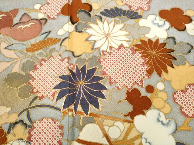 平和屋着物●豪華振袖 駒刺繍 麻の葉花籠文 金彩 正絹 逸品 CABC2039ut
