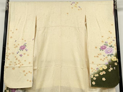平和屋着物●豪華振袖 刺繍 舞花文 暈し染め 正絹 逸品 未使用 CABC2040ut