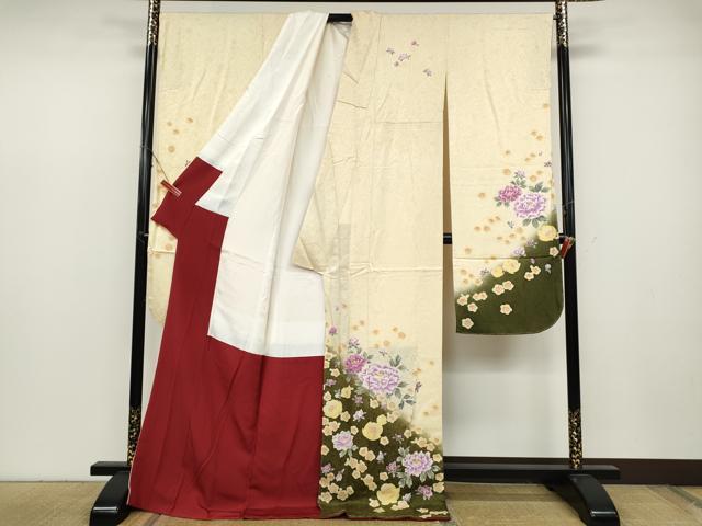 平和屋着物●豪華振袖 刺繍 舞花文 暈し染め 正絹 逸品 未使用 CABC2040ut