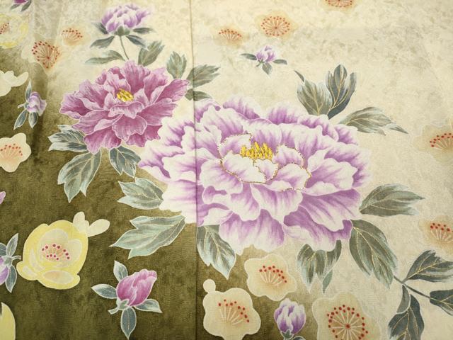 平和屋着物●豪華振袖 刺繍 舞花文 暈し染め 正絹 逸品 未使用 CABC2040ut