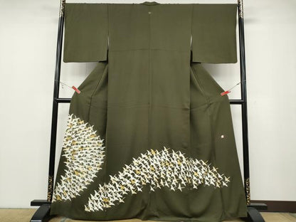 平和屋着物●豪華色留袖 作家物 駒刺繍 飛鶴文 金銀彩 正絹 逸品 CABC2041ut