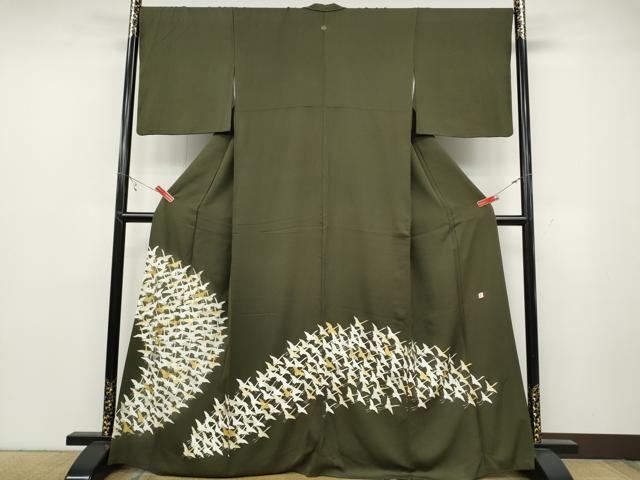 平和屋着物●豪華色留袖 作家物 駒刺繍 飛鶴文 金銀彩 正絹 逸品 CABC2041ut