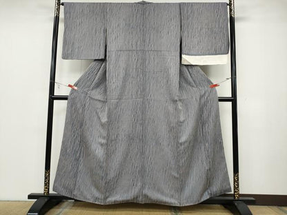 平和屋着物●上質な小紋 杢目文 反端付き 正絹 逸品 CABC2042ut
