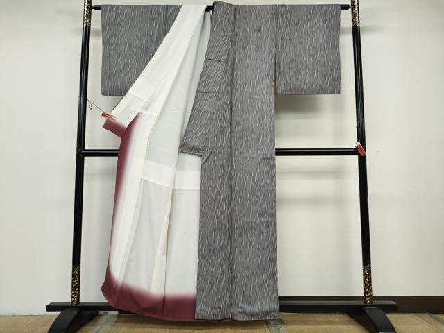平和屋着物●上質な小紋 杢目文 反端付き 正絹 逸品 CABC2042ut