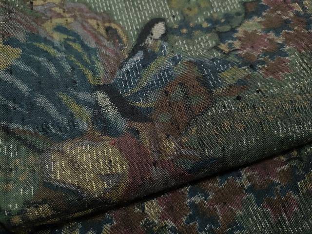 平和屋着物●小千谷紬 100亀甲 十二単 雲取り屏風花文 正絹 逸品 CABC2046ut
