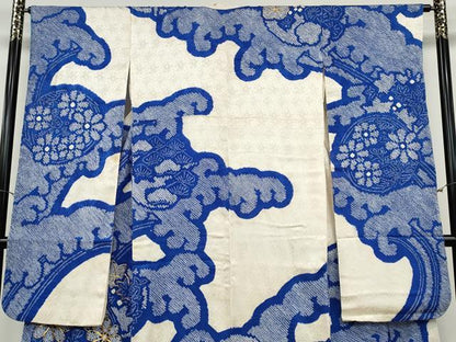 平和屋着物●豪華振袖 総絞り 駒刺繍 立波草花文 正絹 逸品 CABC2047ut