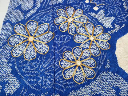 平和屋着物●豪華振袖 総絞り 駒刺繍 立波草花文 正絹 逸品 CABC2047ut