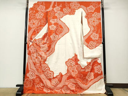 平和屋着物●豪華振袖 駒刺繍 絞り 舞梅文 正絹 逸品 CABC2048ut