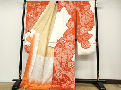 平和屋着物●豪華振袖 駒刺繍 絞り 舞梅文 正絹 逸品 CABC2048ut