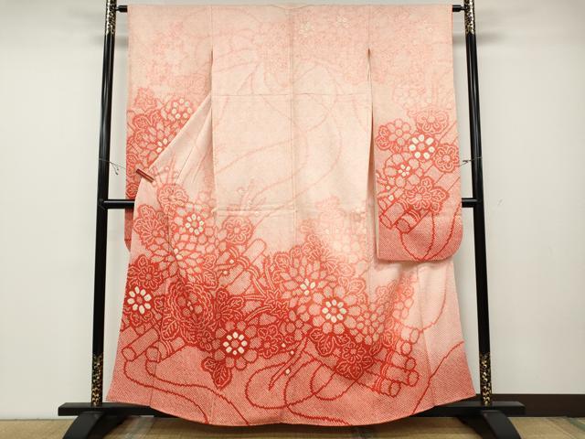 平和屋着物●豪華振袖 総絞り 草花文 暈し染め 正絹 逸品 CABC2049ut