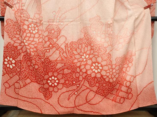 平和屋着物●豪華振袖 総絞り 草花文 暈し染め 正絹 逸品 CABC2049ut