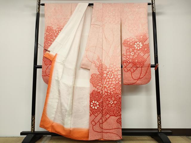 平和屋着物●豪華振袖 総絞り 草花文 暈し染め 正絹 逸品 CABC2049ut