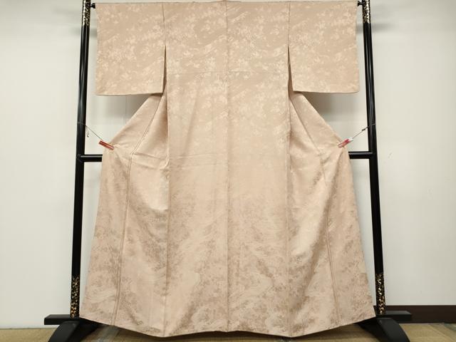 平和屋着物●上質な色無地 立波地紋 洗柿色 正絹 逸品 CABC2052ut