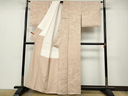 平和屋着物●上質な色無地 立波地紋 洗柿色 正絹 逸品 CABC2052ut