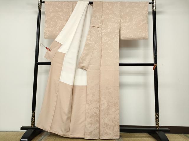 平和屋着物●上質な色無地 立波地紋 洗柿色 正絹 逸品 CABC2052ut
