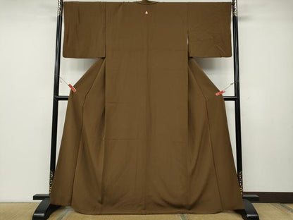 平和屋着物●上質な色無地 朽葉色 正絹 逸品 CABC2053ut