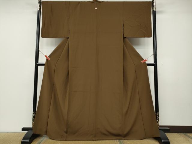 平和屋着物●上質な色無地 朽葉色 正絹 逸品 CABC2053ut