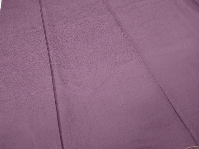 平和屋着物●上質な色無地 堅牢染 霞地紋 京紫色 反端付き 正絹 逸品 未使用 CABC2054ut
