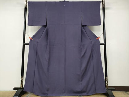 平和屋着物●上質な色無地 網目地紋 紫苑色 正絹 逸品 CABC2058ut
