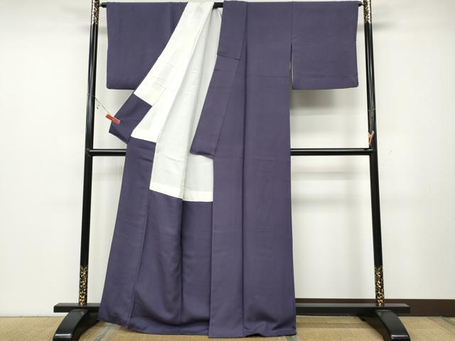 平和屋着物●上質な色無地 網目地紋 紫苑色 正絹 逸品 CABC2058ut