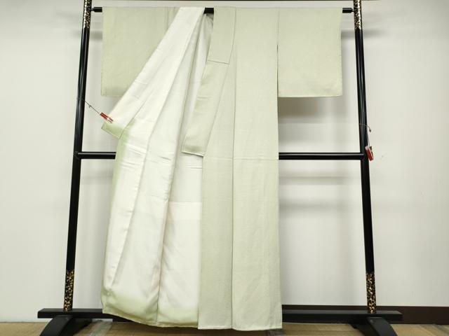平和屋着物●上質な色無地 白緑色 正絹 逸品 CABC2059ut