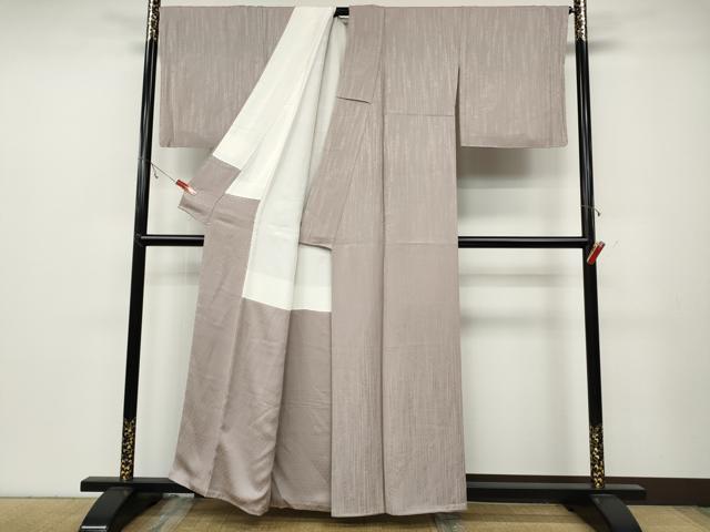平和屋着物●上質な色無地 本草木染 夢衣華 龍道華彩 笹竹地紋 灰桜色 正絹 逸品 CABC2061ut