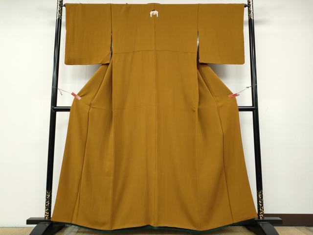 平和屋着物●ファッションデザイナー 花井幸子 色無地 霞地紋 桑茶色 正絹 逸品 CABC2063ut