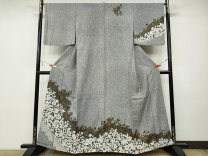 平和屋着物●訪問着　更紗花唐草文　たたき染め　金彩　正絹　逸品　CABC2065ut
