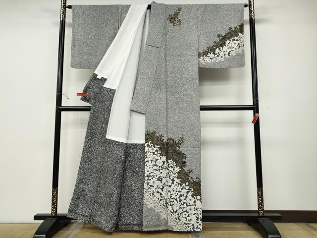 平和屋着物●訪問着　更紗花唐草文　たたき染め　金彩　正絹　逸品　CABC2065ut