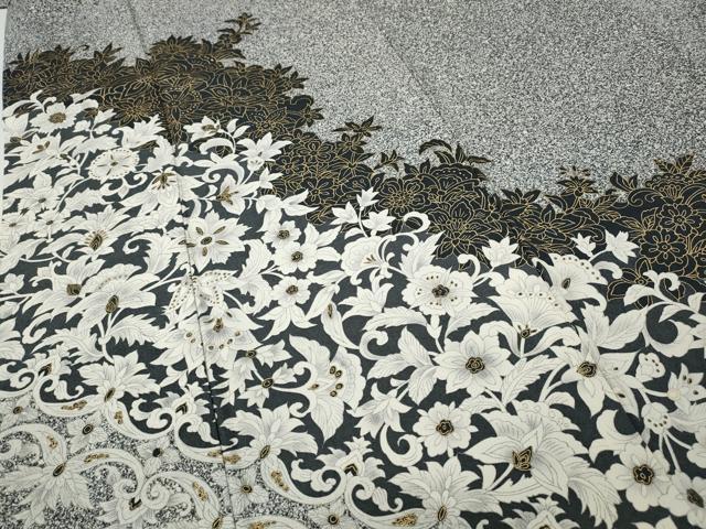 平和屋着物●訪問着　更紗花唐草文　たたき染め　金彩　正絹　逸品　CABC2065ut