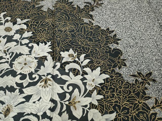 平和屋着物●訪問着　更紗花唐草文　たたき染め　金彩　正絹　逸品　CABC2065ut