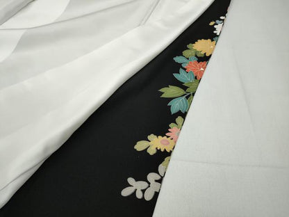 平和屋着物●豪華黒留袖 友禅 作家物 草花文 正絹 逸品 未使用 CABC2072ut