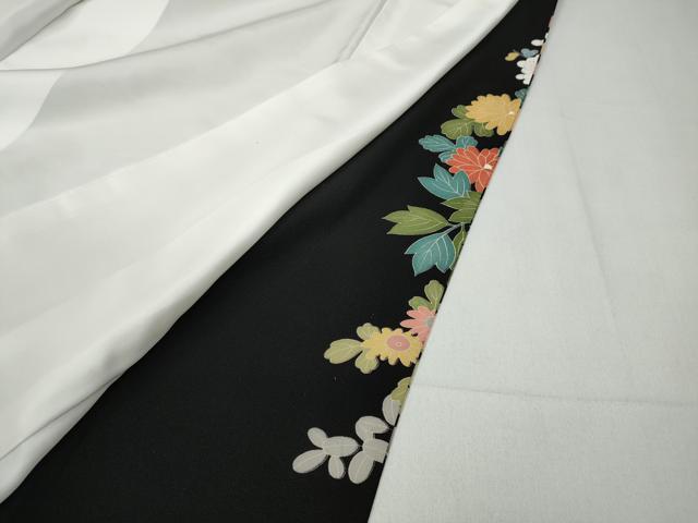 平和屋着物●豪華黒留袖 友禅 作家物 草花文 正絹 逸品 未使用 CABC2072ut