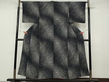 平和屋着物●上質な小紋 箔散らし 黒地 正絹 逸品 CABC2073ut