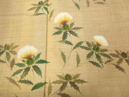 平和屋着物●訪問着 紬地 手描き 紅花 正絹 逸品 CABC2074ut