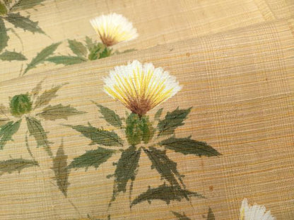 平和屋着物●訪問着 紬地 手描き 紅花 正絹 逸品 CABC2074ut