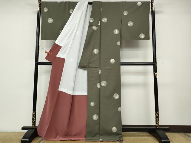 平和屋着物●小紋 雪うさぎ 鏡餅 舞桜 鯉のぼり ツリー ロング丈 洗える着物 未使用 CABC2079ut