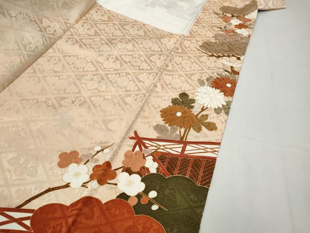 平和屋着物●豪華振袖　駒刺繍　御所車鴛鴦花文　金彩　正絹　逸品　CABC2081ut