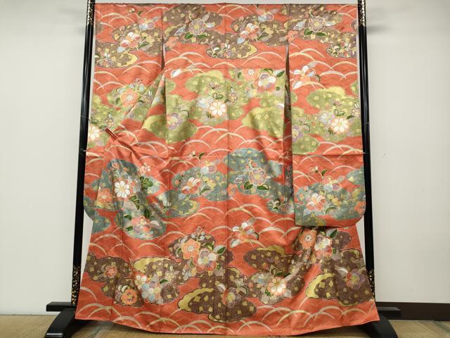 平和屋着物●豪華振袖 雲重ね舞花文 金彩 正絹 逸品 CABC2083ut
