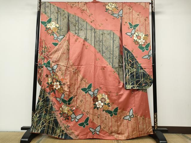 平和屋着物●豪華振袖 駒刺繍 花蝶文 金彩 正絹 逸品 CABC2084ut