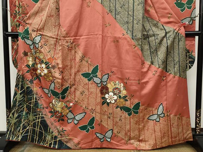 平和屋着物●豪華振袖 駒刺繍 花蝶文 金彩 正絹 逸品 CABC2084ut