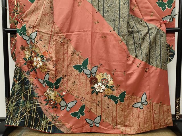 平和屋着物●豪華振袖 駒刺繍 花蝶文 金彩 正絹 逸品 CABC2084ut