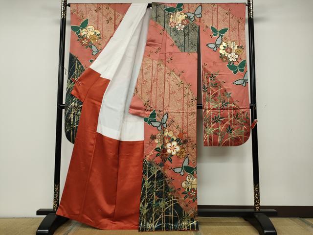 平和屋着物●豪華振袖 駒刺繍 花蝶文 金彩 正絹 逸品 CABC2084ut