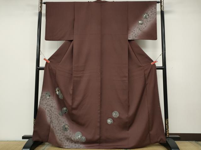 平和屋着物●訪問着 刺繍 雪輪草花文 暈し染め 銀彩 正絹 逸品 CABC2087ut