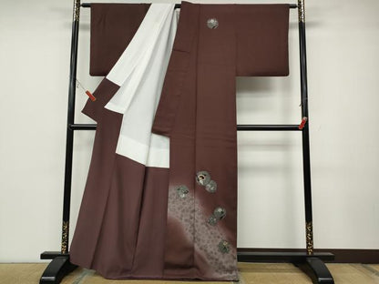 平和屋着物●訪問着 刺繍 雪輪草花文 暈し染め 銀彩 正絹 逸品 CABC2087ut