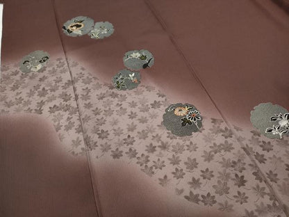 平和屋着物●訪問着 刺繍 雪輪草花文 暈し染め 銀彩 正絹 逸品 CABC2087ut
