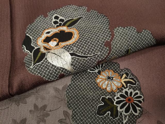 平和屋着物●訪問着 刺繍 雪輪草花文 暈し染め 銀彩 正絹 逸品 CABC2087ut