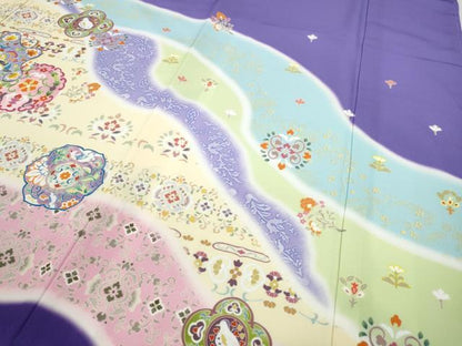平和屋着物●訪問着 道長正倉院花鳥文 ロング丈 洗える着物 CABC2091ut
