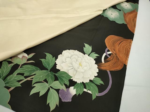 平和屋着物●豪華黒留袖 駒刺繍 吉祥花文 金彩 正絹 逸品 CABC2093ut